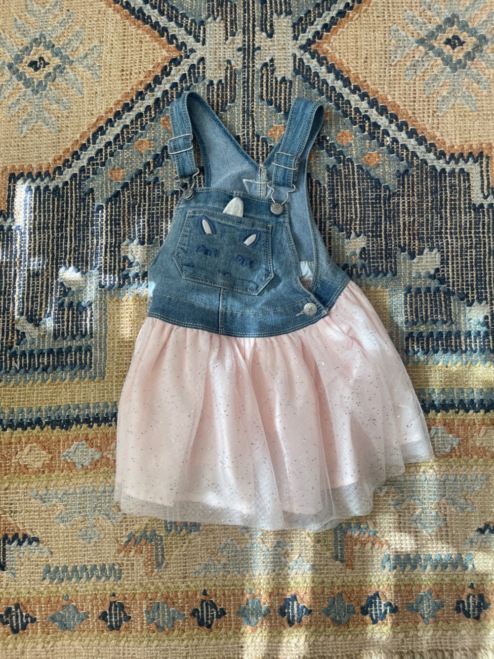 OshKosh B'gosh Denim Toddler Overall Dress with Light Pink Lining